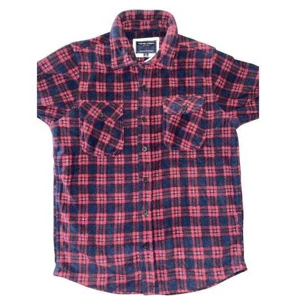 Nickel & Iron Other - Nickel & Iron Fleece Plaid Shirt Men's M Red Navy Blue Button Up Long Sleeve NWT
